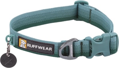 Picture of Ruffwear Front Range Dog Collar, River Rock Green, 11"-14" | Durable Tubelok Webbing, Lightweight Adjustable, Side Release Buckle with Aluminum V-Ring & ID Tag Silencer for Everyday Use