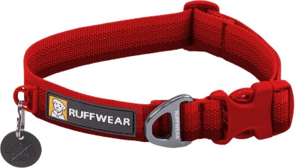 Picture of Ruffwear Front Range Dog Collar, Red Canyon, 14"-20" | Durable Tubelok Webbing, Lightweight Adjustable, Side Release Buckle with Aluminum V-Ring & ID Tag Silencer for Everyday Use