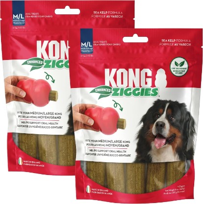 Picture of KONG Enhanced Ziggies Dog Treats (Medium/Large) 2 Pack – Enhanced Teeth Cleaning and Dental Health – Perfect Classic Rubber Toys – Long-Lasting