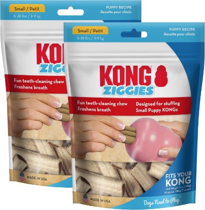 Picture of KONG Puppy Ziggies Dog Treats 2 Pack (Small, Original)- Teeth Cleaning Dog Treats for Puppies, Long-Lasting Chews, Works Classic Rubber Toys