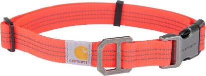 Picture of Carhartt Dog Collar Coral Glow M | Nylon Webbing, Fully Adjustable with Durable Side Release Buckle and Reflective Stitching