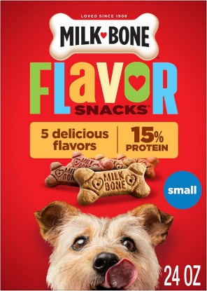 Picture of Milk-Bone Flavor Snacks, Small Dog Treats, 24 Oz. | 5 flavors per box (beef, chicken, turkey, bacon & sausage flavors with other natural flavors), made with 15% protein