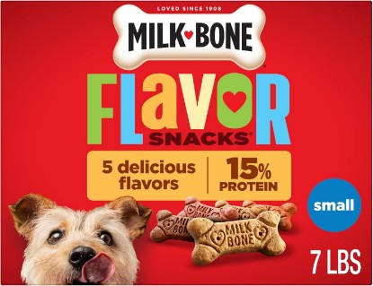 Picture of Milk-Bone Flavor Snacks Small Dog Biscuits, 7 lb Box | 5 meaty flavors with other natural flavors, crunchy small dog treats, 15% protein, 12 vitamins & minerals, made in the USA