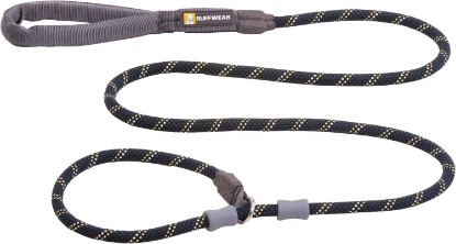 Picture of Ruffwear Just‑a‑Cinch Dog Leash, Reflective 5 ft Slip Lead, Obsidian Black | Climbing‑Inspired, 11 mm Rope Diameter, Adjustable Silicone Bumpers, Collar‑Free Cinch Design, Tubular Handle, Accessory Loop
