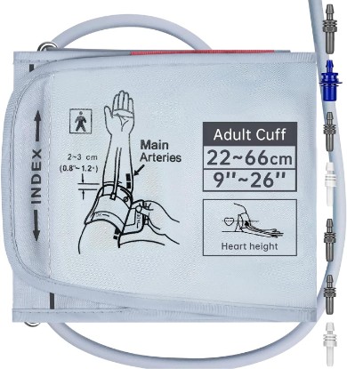 Picture of Alcarefam XXXL Blood Pressure Cuff, 9”-26” (22-66CM) Extra Large Cuff Compatible with Omron BP Monitor, Replacement XXX-Large Cuff for Adult Big ARM, with 7 Connectors