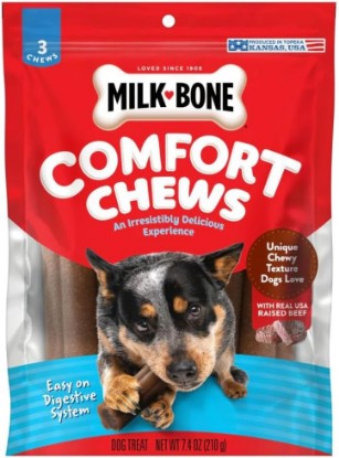 Picture of Milk-Bone Comfort Chews, Dog Chews with Unique Chewy Texture and Real Beef, 7.4 Oz Bag of 3 Chews