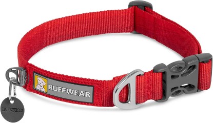 Picture of Ruffwear Front Range Dog Collar, Red Sumac, 20"-26" | Durable Tubelok Webbing, Lightweight Adjustable, Side Release Buckle with Aluminum V-Ring & ID Tag Silencer for Everyday Use