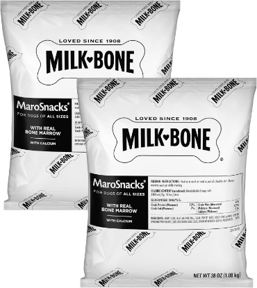 Picture of Milk-Bone MaroSnacks Small Dog Treats, 2 (38 Oz.) Refill Bags | Refill bags, Made with real bone marrow, Dog treats with 12% protein