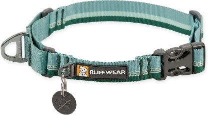 Picture of Ruffwear Web Reaction Martingale Dog Collar, River Rock Green, 14"-17" | Adjustable Limited-Cinch Martingale Training Collar, Reflective, Durable Tubelok Webbing, Aluminum V-Ring & ID Tag Silencer