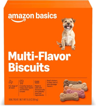 Picture of Amazon Basics Crunchy Dog Biscuits Multi Flavor Dog Treats 5 lb. Box