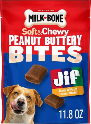 Picture of Milk-Bone Soft & Chewy Peanut Buttery Bites, 11.8 Oz. Bag | Soft dog treats with Jif peanut butter