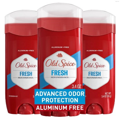 Picture of Old Spice Aluminum Free Deodorant For Men, High Endurance, 24/7 Sweat Defense & Odor Protection, 24/7 Freshness & Lasting Scent, Fresh Scent, 3.4 oz (Pack of 3)