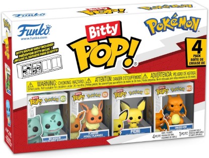 Picture of Funko Bitty POP! 4 Pack: Pokemon - Bulbasaur, Flareon, Pichu, Charizard | Official Video Games Merch - Tiny 0.9 inch Figures with Display Shelf - Cake Topper, Party Bag and Stocking Filler Gift