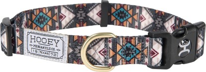 Picture of HOOEY Nomad Dog Collar, Durable Polyester Webbing Collar with Graphic-Inspired Prints, Beluga Monterey, Medium