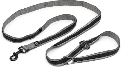 Picture of Kurgo Quantum 6 in 1 Dog Leash, Black | Hands Free Leash Converts to Waist Belt, Over Shoulder, Double Leash, Tether, 6ft or 3ft Lead, Reflective, Carabiner Clip