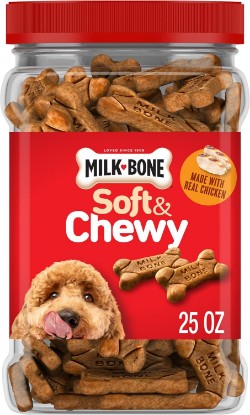 Picture of Milk-Bone Soft & Chewy Dog Training Treats, 25 oz Canister | Made with real chicken breast, soft dog treats for training and rewarding, 18% protein, fortified with vitamins and minerals