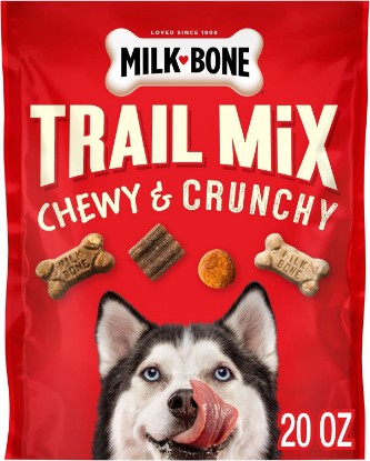 Picture of Milk-Bone Trail Mix, Crunchy & Chewy Dog Treats, 20 Oz. Bag | Made with real beef & sweet potato, bite sized dog treats in a mix of fun shapes and textures