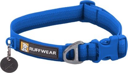 Picture of Ruffwear Front Range Dog Collar, Blue Pool, 11"-14" | Durable Tubelok Webbing, Lightweight Adjustable, Side Release Buckle with Aluminum V-Ring & ID Tag Silencer for Everyday Use