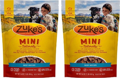 Picture of Zuke's Mini Naturals Dog Training Treats, Beef Recipe, Soft Mini Dog Treats with Vitamins & Minerals, Made for All Breed 16 Ounce (Pack of 2)