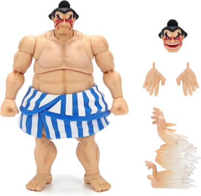 Picture of Jada Street Fighter II E. Honda Action Figure – 1:12 Deluxe Scale Toys – 6" Tall, Fully Articulated, Collector Packaging | Street Fighter 2 The Final Challengers 6 Inch Action Figure Deluxe - E. Honda