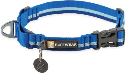 Picture of Ruffwear Web Reaction Martingale Dog Collar, Blue Pool, 11"-14" | Adjustable Limited-Cinch Martingale Training Collar, Reflective, Durable Tubelok Webbing, Aluminum V-Ring & ID Tag Silencer