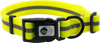 Picture of NIMBLE Reflective Waterproof Dog Collar Adjustable Odor Resistant Easy Clean Pet Collar for Small Medium Large Dogs Night Walking Outdoor Rainy Use (Large (15.35”-24.8”inches), Fluorescent Yellow)