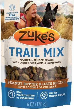 Picture of Zuke's Trail Mix Dog Treats, Real Peanut Butter & Oats Recipe, 6 oz Pouch | Real peanut butter recipe, soft and tender, great training dog treat on the go, resealable pouch, made in the USA