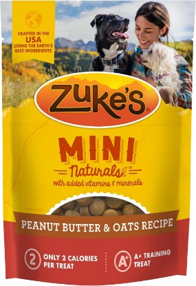Picture of Zuke's Mini Naturals Dog Training Treats, Peanut Butter, 10 oz Pouch | Natural dog treats with real peanut butter, only 2 calories each, soft & chewy bites, in a resealable pouch, made in the USA