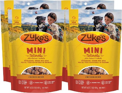Picture of Zuke's Mini Naturals Dog Training Treats, Chicken Recipe, Soft Mini Dog Treats with Vitamins & Minerals, Made for All Breed 16 Ounce (Pack of 4)