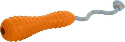 Picture of Ruffwear Gourdo Dog Toy with Rope Handle, Campfire Orange, Small | Durable Tug, Throw, & Fetch Toy with Knotted Rope Handle