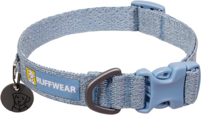 Picture of Ruffwear Front Range Flex Dog Collar, Polar Blue, 14"-20" | Soft Engineered Knit, Lightweight Adjustable, Side Release Buckle with Aluminum D-Ring & ID Tag Silencer for Everyday Walks