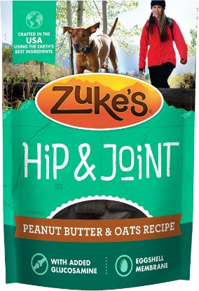 Picture of Zuke's Hip and Joint Dog Treats, Peanut Butter and Oats, 16 oz Pouch | Natural adult and senior dog treats with added glucosamine to support joint health and mobility, in a resealable pouch