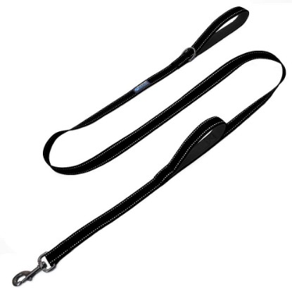 Picture of Max and Neo Double Handle Traffic Dog Leash - Reflective, Donates to Dog Rescue (Black, 6 FT)