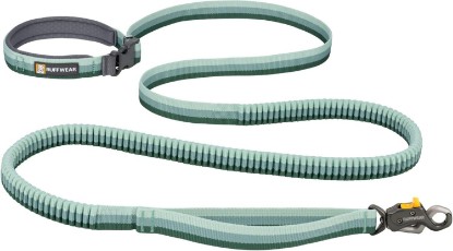 Picture of Ruffwear Roamer Lock Bungee Dog Leash, River Rock Green, 5.5'-7' | Auto-Lock Talon Clip, Padded Handle, Waist‑Worn or Handheld, Shock-Absorbing Stretch, Traffic Handle, Trail-Tough Adventure