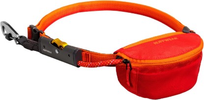 Picture of Ruffwear Hitch Hiker Dog Leash, Adjustable 12 ft Rope Lead, Red Currant | Light & Strong Lockable Swivel Crux Clip, Stowable Strap, Waist‑Worn or Handheld Leash & Hitching System for Running & Hiking