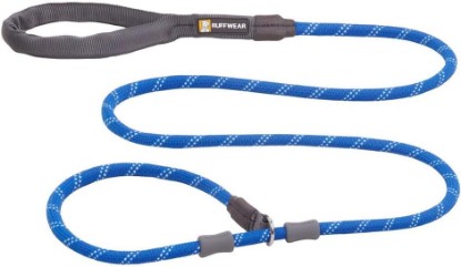 Picture of Ruffwear Just‑a‑Cinch Dog Leash, Reflective 5 ft Slip Lead, Blue Pool | Climbing‑Inspired, 11 mm Rope Diameter, Adjustable Silicone Bumpers, Collar‑Free Cinch Design, Tubular Handle, Accessory Loop