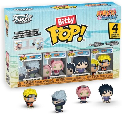Picture of Funko Pop! Bitty: Naruto Shippuden - Kakashi, Sakura, Sasuke, and Chase Mini Figure - 0.9 Inch (2.2 Cm) - Anime Collectable - Gift Idea - Stackable Display Shelf Included