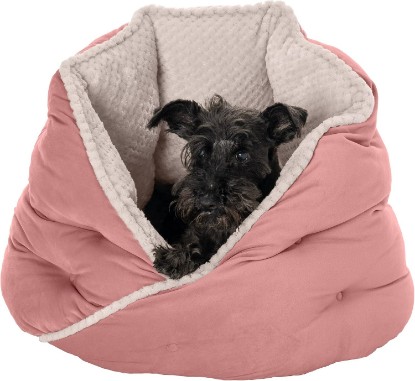 Picture of Furhaven 24" Round Pet Bed for Indoor Cats & Medium/Small Dogs, 100% Washable, For Pets Up to 35 lbs - Minky Plush & Velvet Hug Bed - Soft Pink, 24-inch