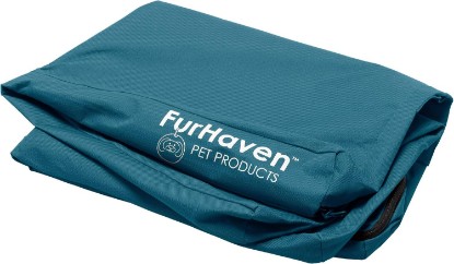 Picture of Furhaven Replacement Dog Bed Cover Water-Resistant Indoor/Outdoor Logo Print Oxford Polycanvas Mattress, Washable - Deep Lagoon, Medium