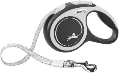 Picture of FLEXI Comfort Nylon Tape Retractable Dog Leash, Large, 26 ft - Grey/Black | German engineered, original flexi leash, durable quality for dogs up to 110 lbs, tangle-free, walking, reliable brake system