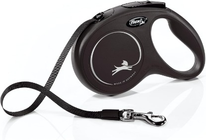 Picture of FLEXI Classic Tape Retractable Dog Leash, Medium, 16 ft - Black | German engineered, original flexi leash, durable quality for dogs up to 55 lbs, tangle-free, walking, reliable brake system