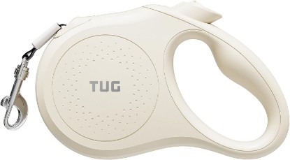 Picture of TUG Quest Retractable Dog Leash | 360° Tangle-Free | 16 ft Tape (S, Cream) | 360° Tangle-Free Retraction, 16 ft Strong Nylon Tape