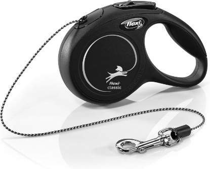 Picture of FLEXI Classic XS Cord Retractable Cat Leash, 3-Finger Grip, 10 ft - Black | German engineered, original flexi leash, durable quality for cats up to 18 lbs, tangle-free, walking, reliable brake system