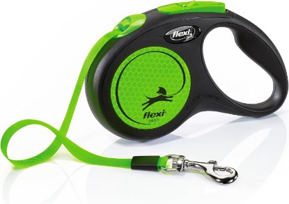 Picture of FLEXI New Neon Tape Green Small 5m Retractable Dog Leash/Lead for Dogs up to 15kgs/33lbs