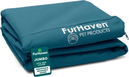 Picture of Furhaven Replacement Dog Bed Cover Water-Resistant Indoor/Outdoor Logo Print Oxford Polycanvas Mattress, Washable - Deep Lagoon, Jumbo (X-Large)