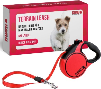 Picture of Alcott KONG Terrain Retractable Dog Leash, Small, Red, 16' Long