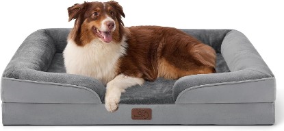 Picture of Bedsure Orthopedic Dog Beds Large Sized Dog with Removable Washable Cover | 35" Classic Big Dog Couch Sofa Waterproof, Comfy Bolster Sides, Nonslip Bottom, Cozy Pet Bed for Cats, Senior Dogs, Grey OEKO-TEX STANDARD 100
