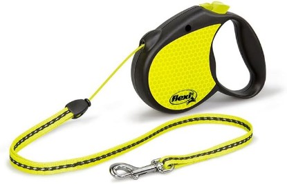 Picture of FLEXI Neon Retractable Dog Leash (Cord), 16 ft, Small, Black/Yellow