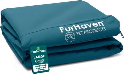 Picture of Furhaven Replacement Dog Bed Cover Water-Resistant Indoor/Outdoor Logo Print Oxford Polycanvas Mattress, Washable - Deep Lagoon, Large