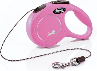 Picture of FLEXI Classic XS Cord Retractable Dog Leash, 3-Finger Grip, 10 ft - Pink | German engineered, Pocket-Size original flexi leash, durable quality for dogs up to 18 lbs, tangle-free,reliable brake system